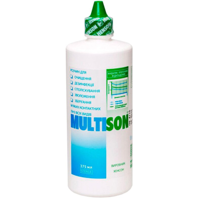 Image of Multison <p style="text-align: justify;"><strong>Multison</strong> - багатофункціональний розчин, призначений для очищення, дезінфекції, ополіскування, зволоження і зберігання всіх видів м'яких контактних лінз, виробництва компанії <strong>HENSON