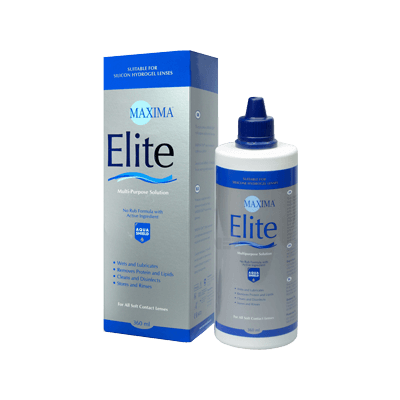 Image of Elite <p dir="ltr" style="text-align: justify;"><strong>Maxima Elite</strong> призначений для очищення, дезінфекції, зволоження і зберігання м'яких контактних лінз. Лінзи стають повністю чистими вже після 5 годин зберігання в розчині. </p>
<p di