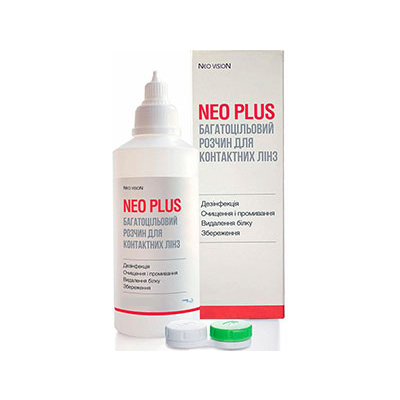 Image of NEO Plus <p><span id="docs-internal-guid-fbeaace9-7fff-4ed5-ee38-00b8f6788c1b"><span>Розчин для лінз <strong>Neo Plus</strong></span><span> - чудовий багатофункціональний, універсальний засіб для очищення, дезінфекції, зволоження і збереження всі