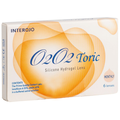 Image of O2O2 toric <p>торичні контактні лінзи нового покоління, що характеризуються високою киснепроникністю та низьким модулем пружності, що гарантує підвищенний комфорт при носінні.</p>