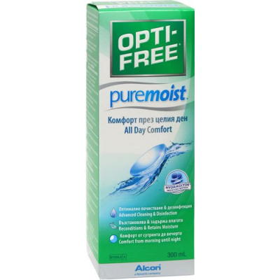 Image of Opti-Free PureMoist <p>Розчин створений на основі зволожуючої бази HydraGlyde, яка запобігає пересиханню рогівки і працює протягом 16 годин, тому OPTI-FREE PureMoist  рекомендований для чутливих та вибагливих очей.</p>