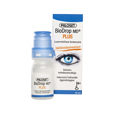 Image of BioDrop Plus <h4>Piiloset BioDrop MD Plus® 10 мл</h4>
<p>Маємо чудову нагоду представити Вам покращені краплі від провідного фінського виробника - Piiloset BioDrop MD Plus. Два збалансовані за молекулярною вагою інгредієнти - Трегалоза та Гіалур