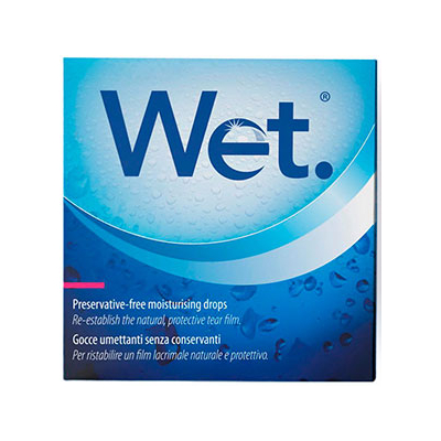 Image of Wet <h4>Wet Monodose від провідної італійської компанії Vita Research</h4>
<p>- це інноваційні краплі для очей без консервантів. Більш того, краплі Wet Monodose лікують вже роздратовану носінням контактних лінз рогівку і поступово відновлюють пр